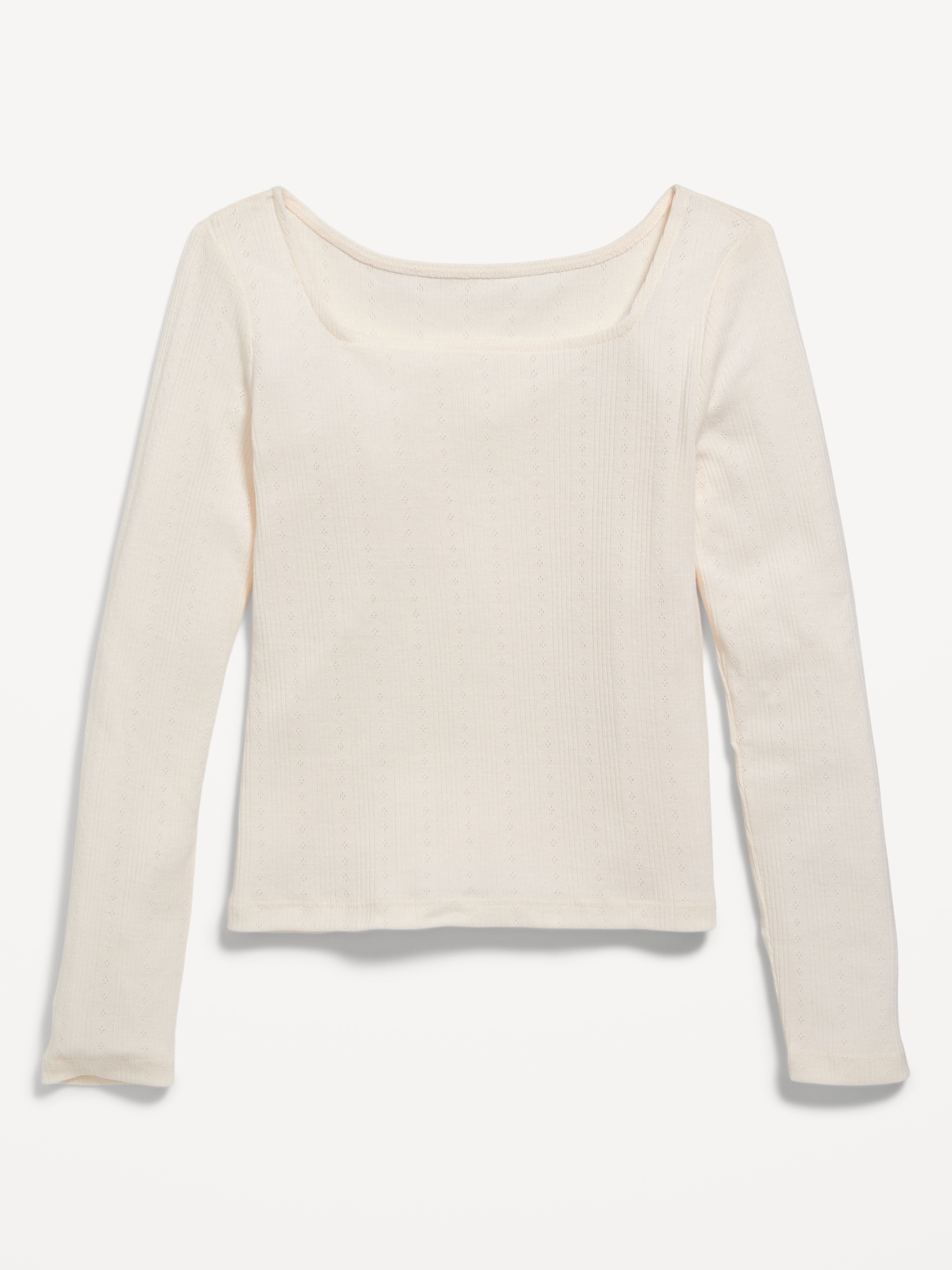 Long-Sleeve Pointelle-Knit Top for Girls