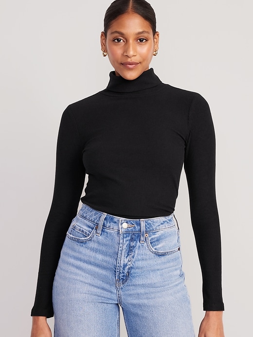 Fitted Plush Rib-Knit Turtleneck | Old Navy