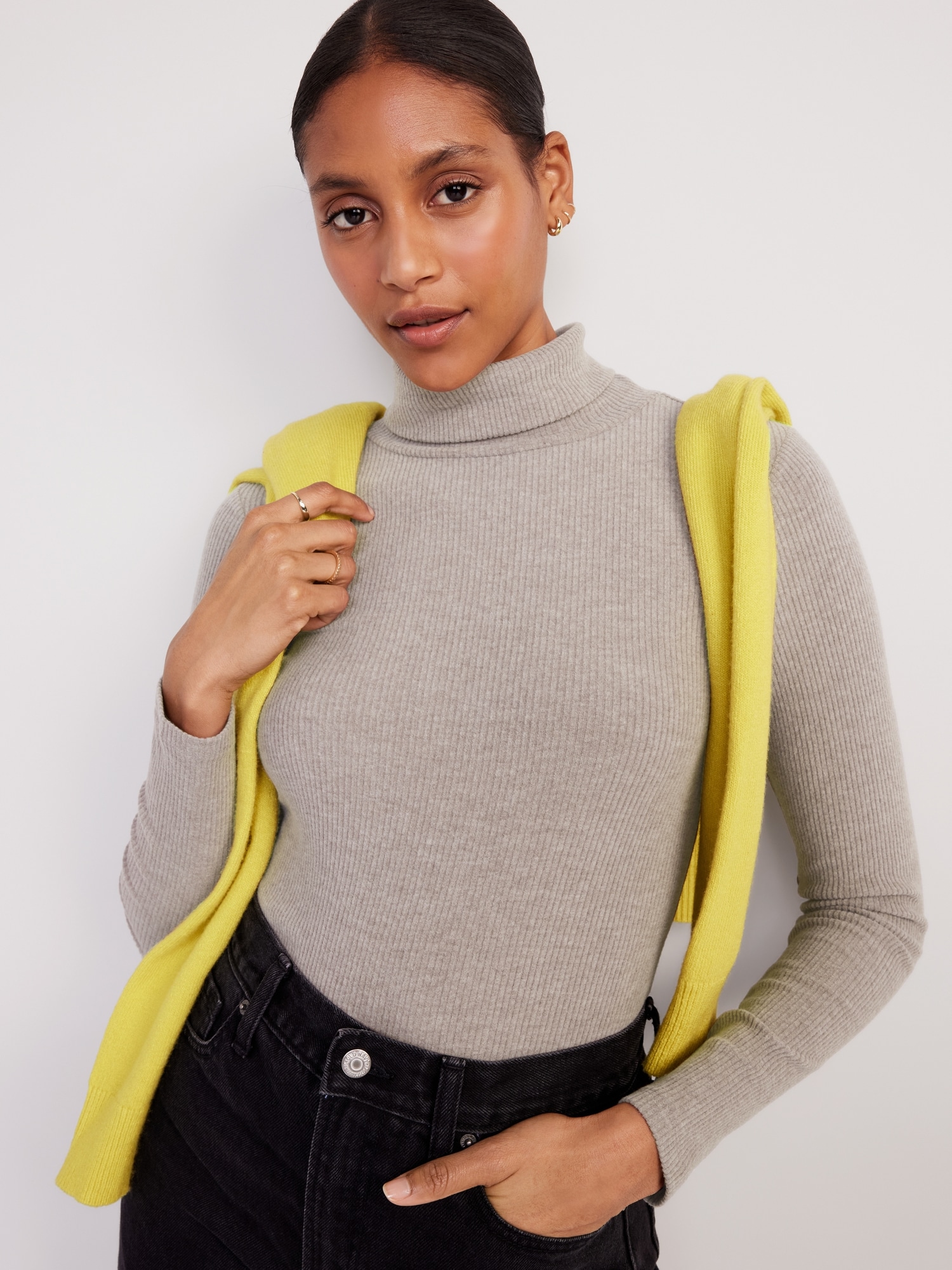 Fitted Plush Rib-Knit Turtleneck | Old Navy