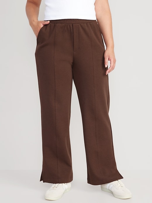 Image number 5 showing, High-Waisted Dynamic Fleece Wide-Leg Trouser Pants