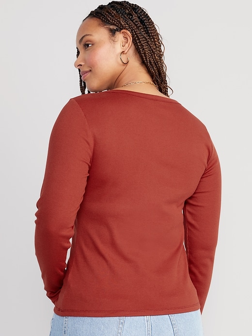 Image number 6 showing, Fitted Rib-Knit Henley T-Shirt