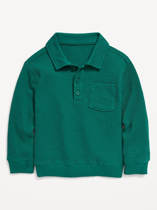 View large product image 1 of 1. Long-Sleeve Polo Thermal-Knit Top for Toddler Boys
