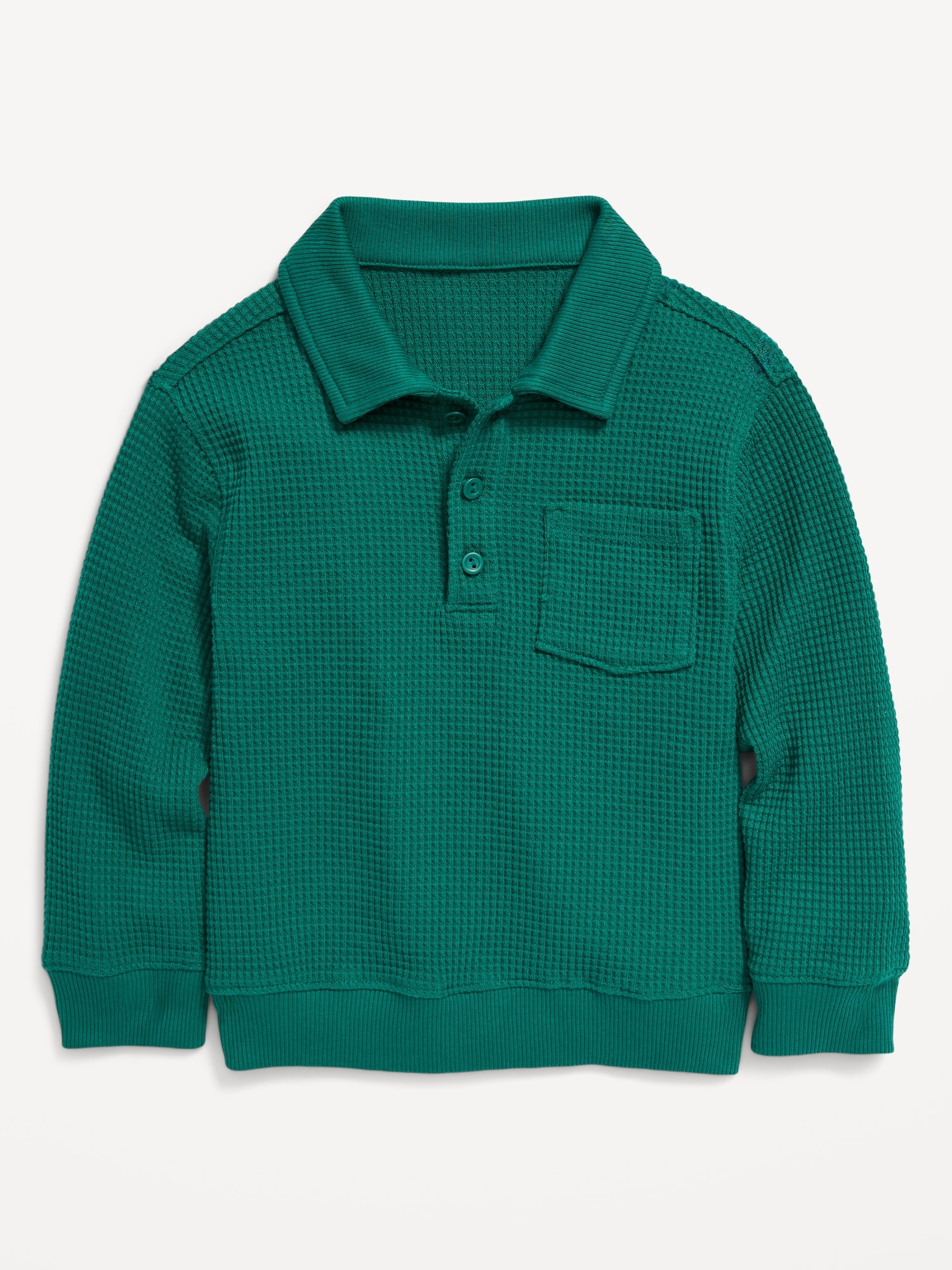 Long-Sleeve Polo Thermal-Knit Top for Toddler Boys