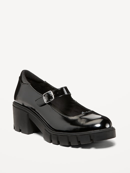 Image number 1 showing, Faux Leather Chunky Heel Mary Jane Shoes