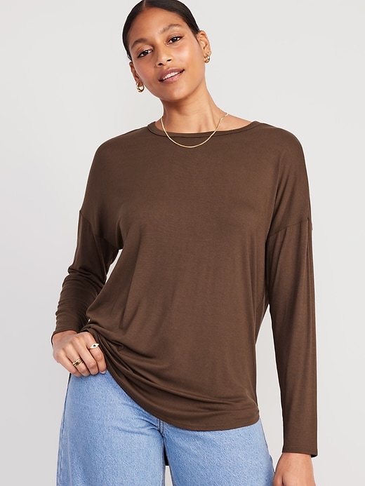 Image number 1 showing, Luxe Long-Sleeve Tunic T-Shirt
