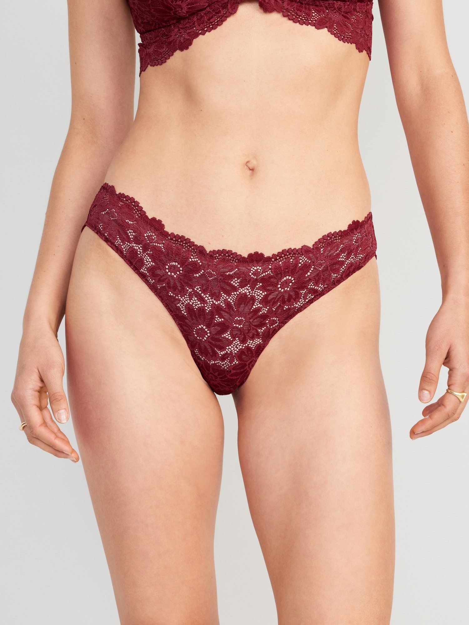 Mid-Rise Lace-Trimmed Bikini Underwear for Women - Old Navy