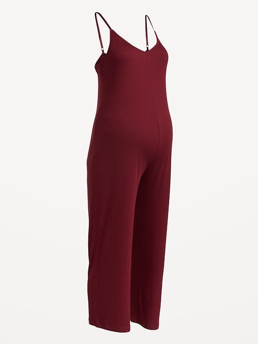 Image number 4 showing, Maternity Rib-Knit Cropped Wide-Leg Jumpsuit