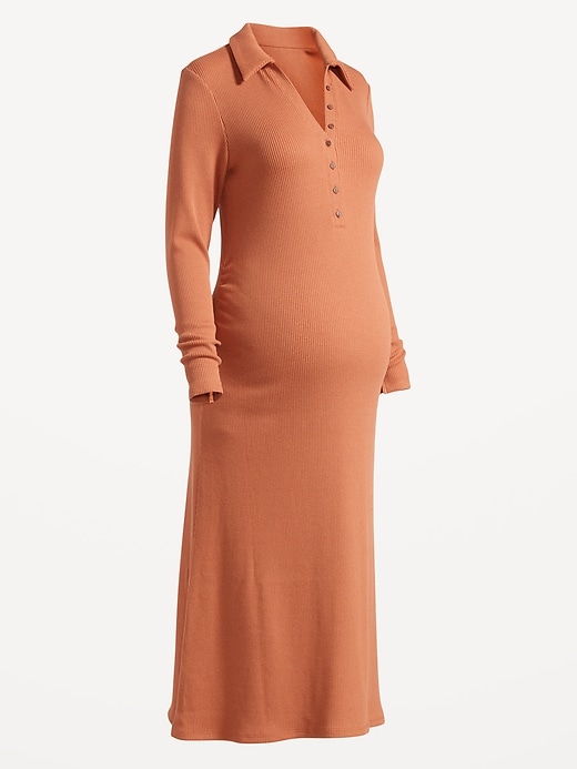 View large product image 2 of 2. Maternity Fit & Flare Henley Midi Dress