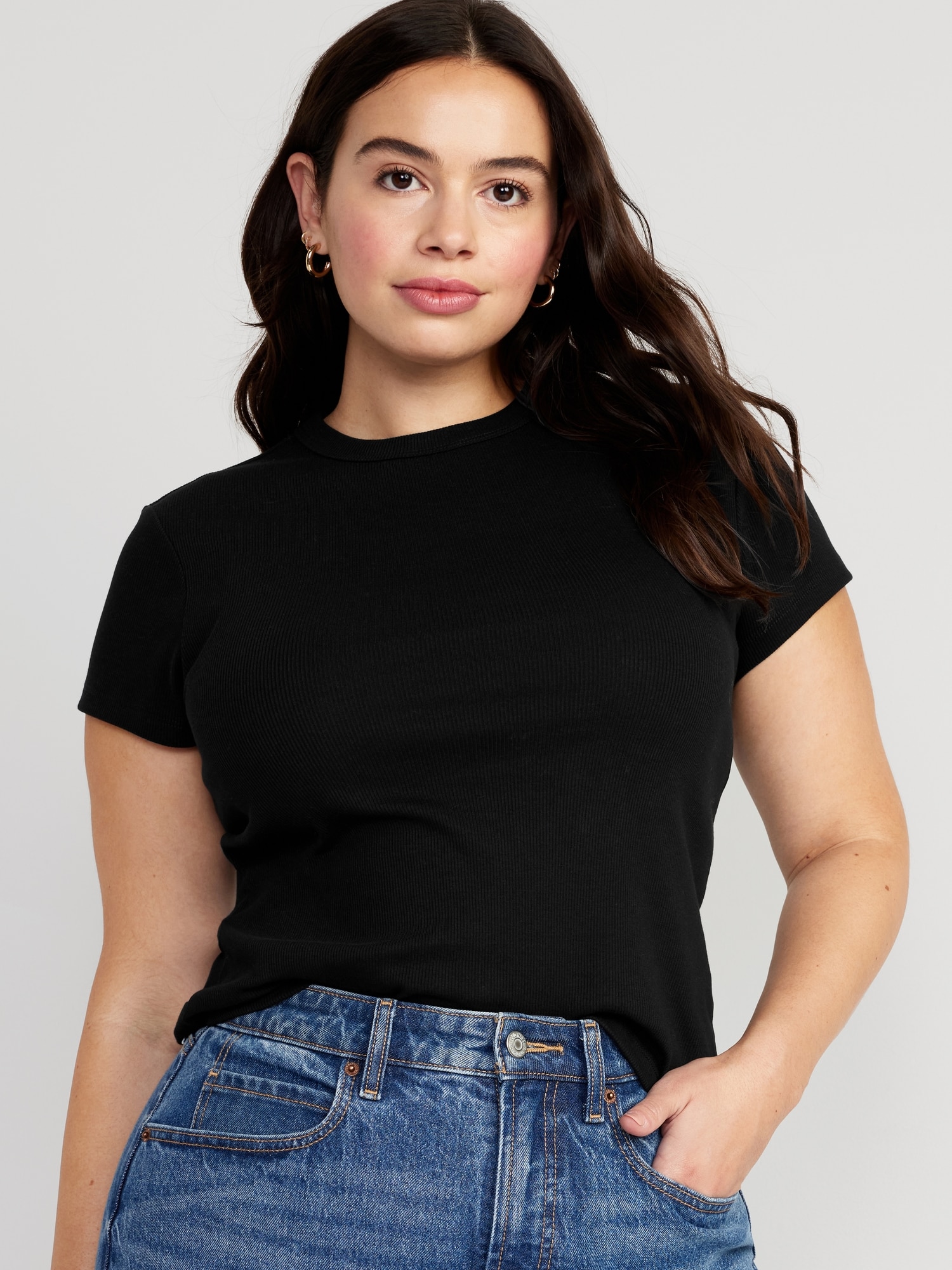 Fitted Rib-Knit Cropped T-Shirt for Women | Old Navy