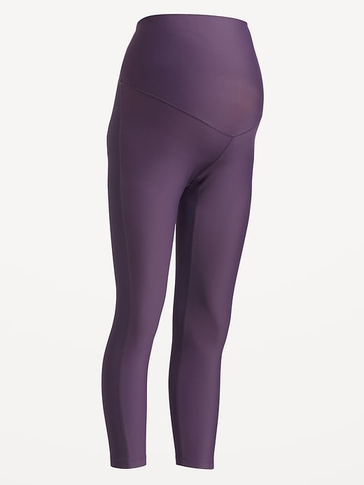 Image number 4 showing, Maternity Full-Panel PowerSoft Ribbed 7/8 Leggings