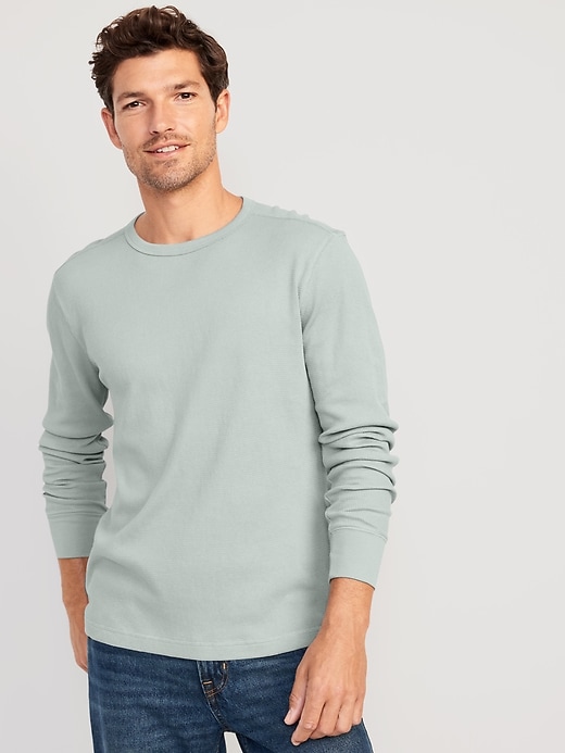 Image number 1 showing, Long-Sleeve Built-In Flex Waffle-Knit T-Shirt