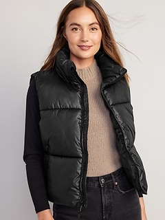Old Navy Women's Mock-Neck Faux-Leather Puffer Jacket - - Tall Size XXL