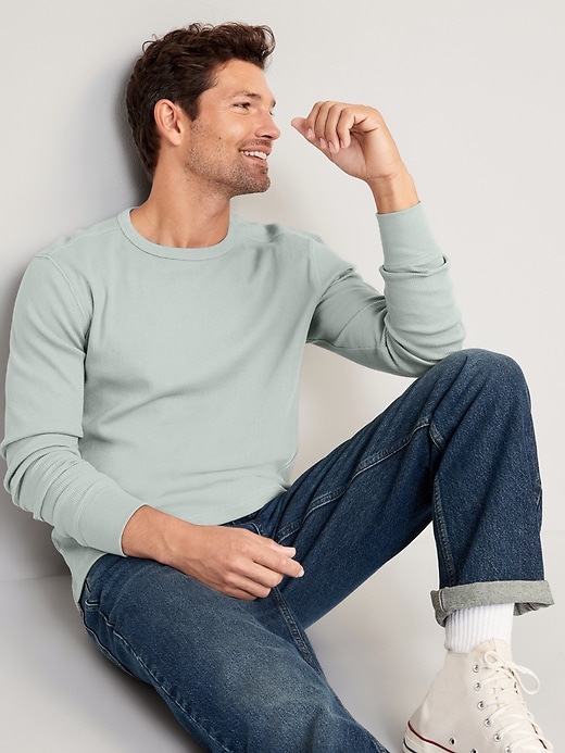 Image number 6 showing, Long-Sleeve Built-In Flex Waffle-Knit T-Shirt