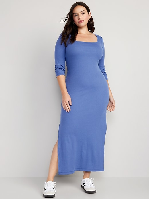 Image number 4 showing, Fitted Square-Neck Midi Dress