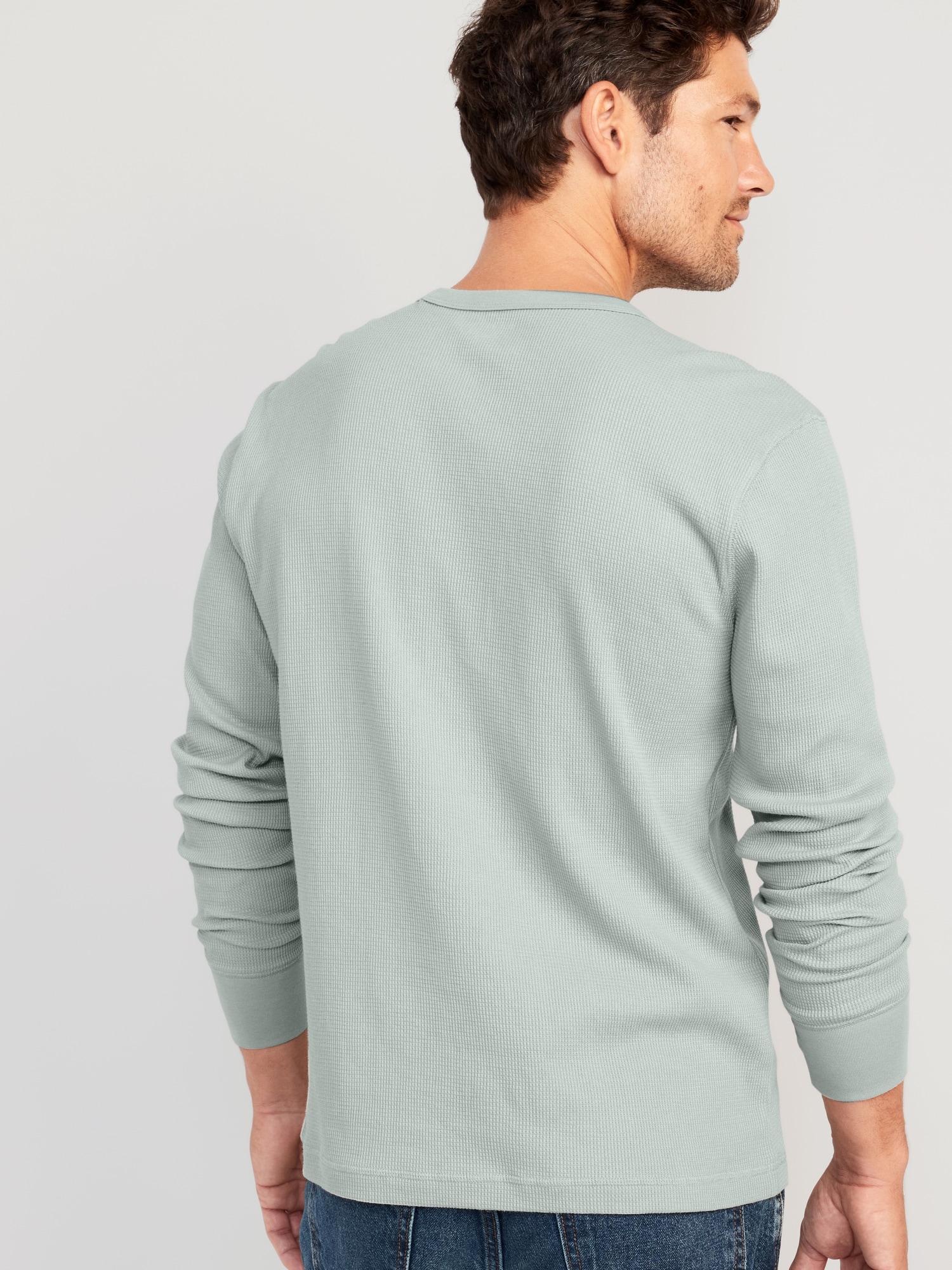 Long-Sleeve Built-In Flex Waffle-Knit T-Shirt for Men