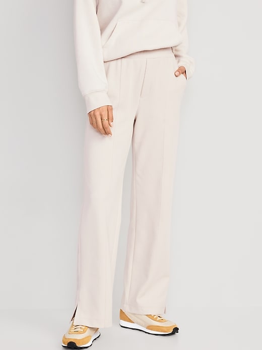 Image number 1 showing, High-Waisted Dynamic Fleece Wide-Leg Trouser Pants