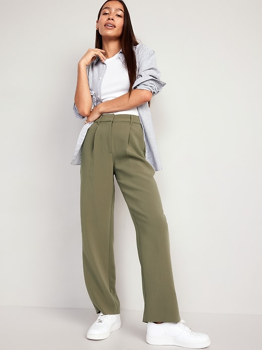 Image number 3 showing, Extra High-Waisted Taylor Wide-Leg Trouser Suit Pants