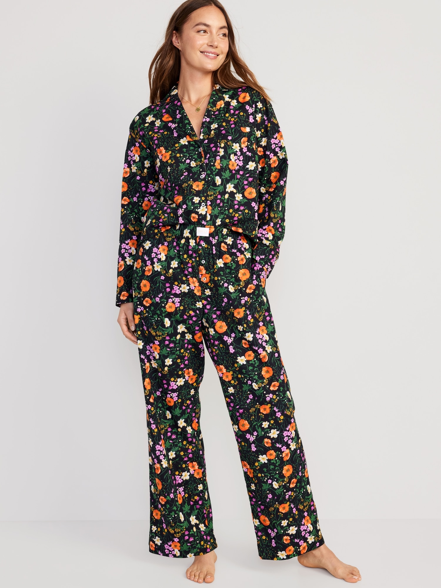 steeg Sentimenteel Samenwerken met Oversized Printed Poplin Pajama Set for Women | Old Navy