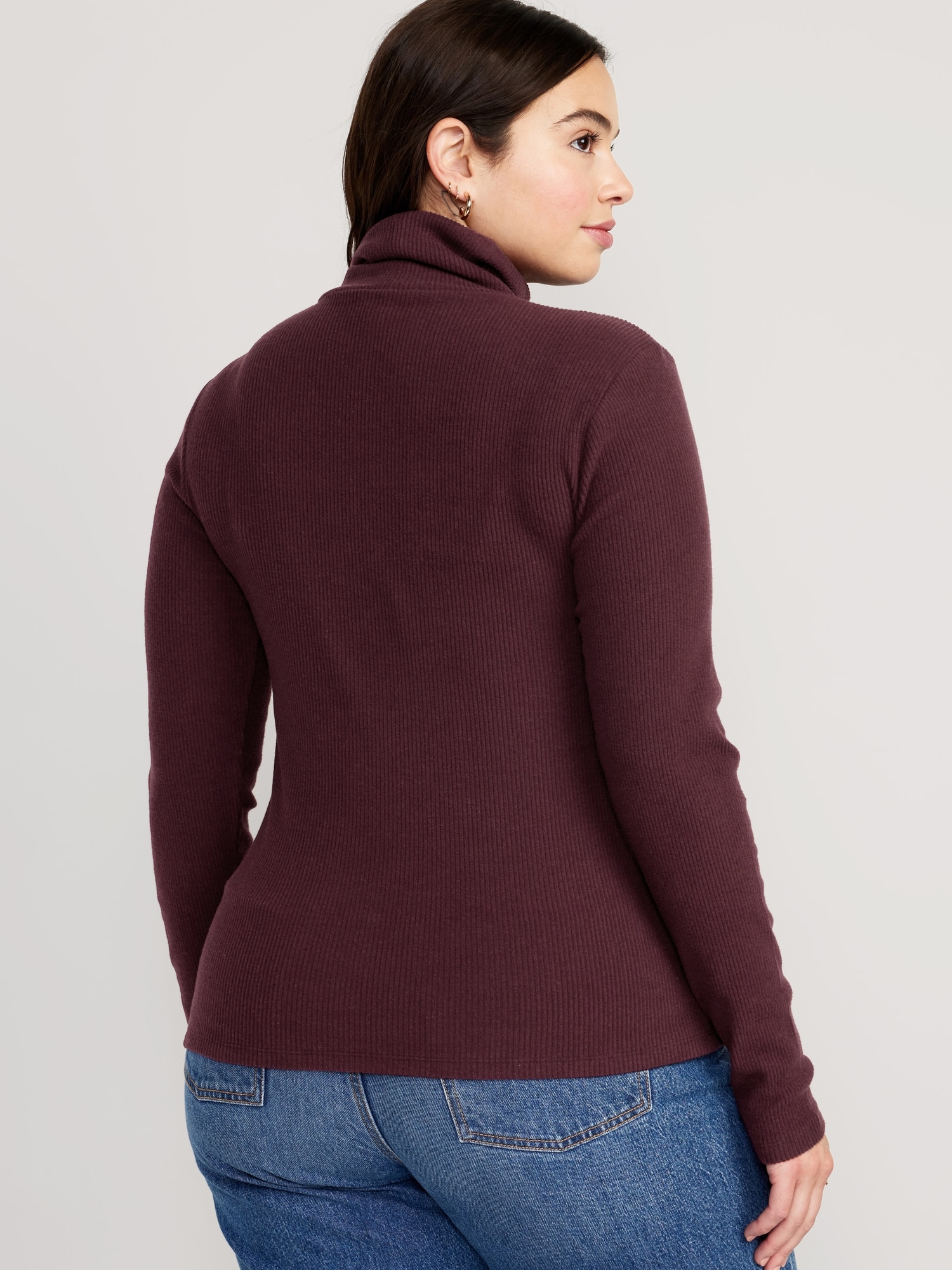 Fitted Plush RibKnit Turtleneck for Women Old Navy