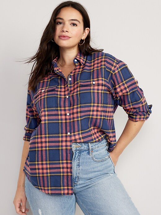 Loose Flannel Boyfriend Shirt | Old Navy