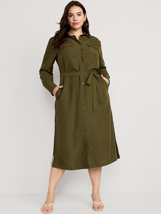 Image number 4 showing, Waist-Defined Utility Midi Dress