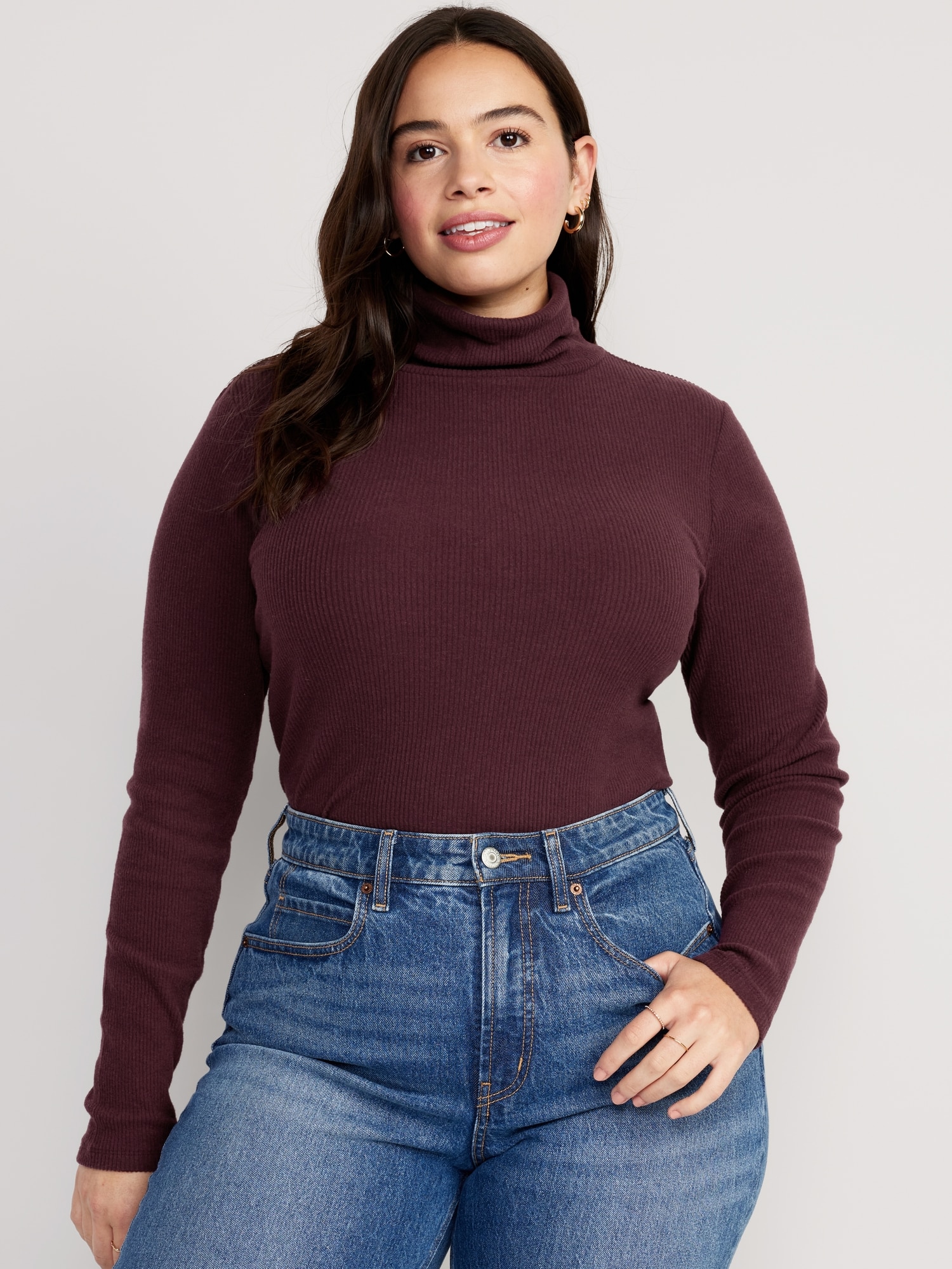 Fitted Plush Rib-Knit Turtleneck for Women | Old Navy