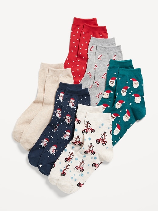 View large product image 1 of 1. Patterned Quarter-Crew Socks 6-Pack for Women