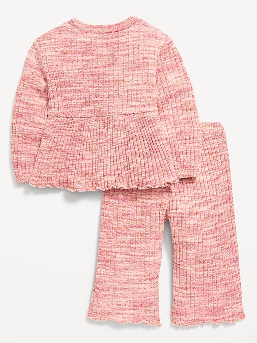 View large product image 2 of 3. Long-Sleeve Peplum Top and Wide-Leg Pants Set for Baby