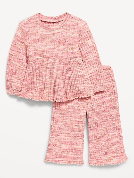 View large product image 1 of 3. Long-Sleeve Peplum Top and Wide-Leg Pants Set for Baby