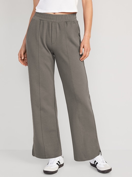 Image number 1 showing, High-Waisted Dynamic Fleece Wide-Leg Trouser Pants