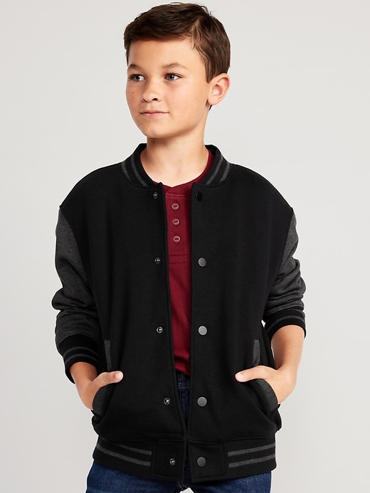 View large product image 1 of 3. Button-Front Bomber Jacket for Boys