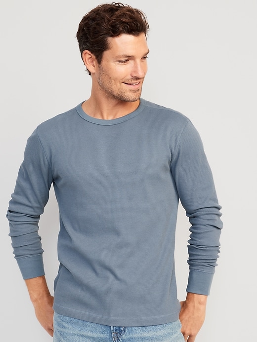 Image number 1 showing, Long-Sleeve Built-In Flex Waffle-Knit T-Shirt