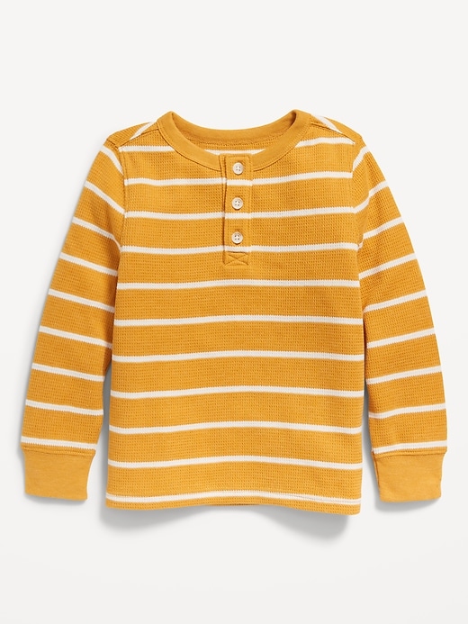 View large product image 1 of 1. Long-Sleeve Thermal Knit Henley T-Shirt for Toddler Boys
