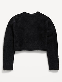 View large product image 3 of 3. Cropped V-Neck Eyelash Cardigan Sweater for Girls