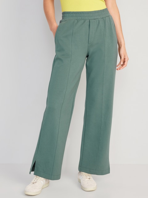 High-Waisted Dynamic Fleece Wide-Leg Pants