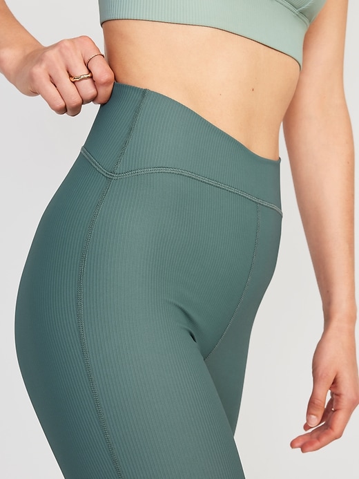 Extra High-Waisted PowerSoft Rib-Knit Super Flare Leggings for