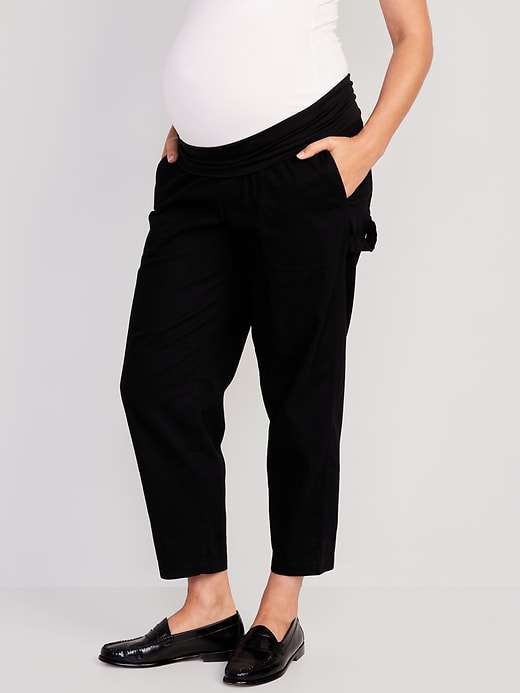 Image number 1 showing, Maternity Rollover-Waist Utility Pants