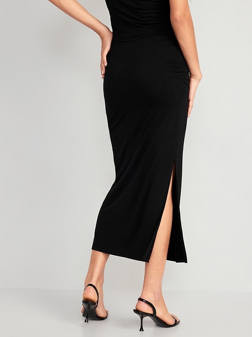 Image number 2 showing, High-Waisted Ruched Maxi Skirt