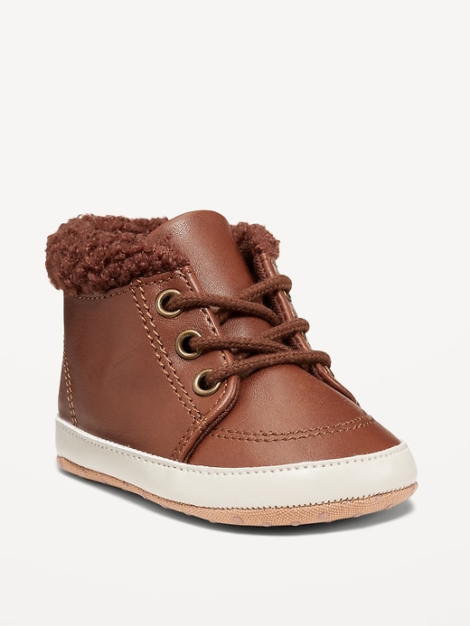 View large product image 1 of 4. Faux-Leather Sherpa Booties for Baby