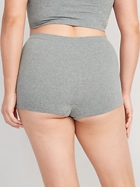 View large product image 6 of 6. Seamless Mid-Rise Rib-Knit Boyshort Underwear