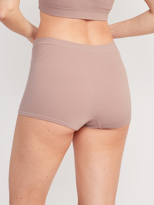 View large product image 2 of 8. Seamless Mid-Rise Rib-Knit Boyshort Underwear
