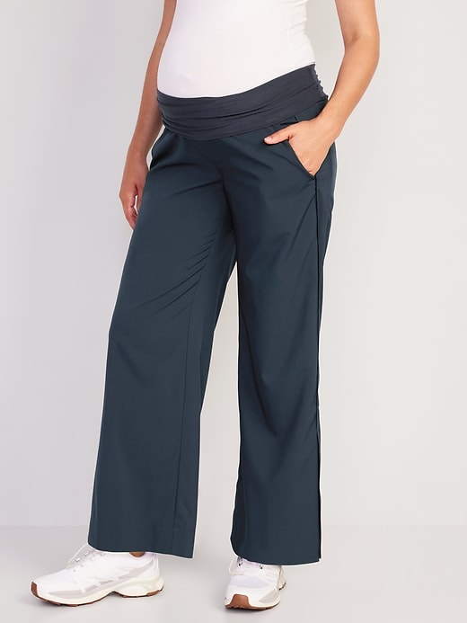 View large product image 1 of 2. Maternity StretchTech Rollover-Waist Trouser Pants