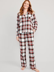 Men's Micro Flannel Jogger Pants + Henley T-shirt Pajama Set 2pc