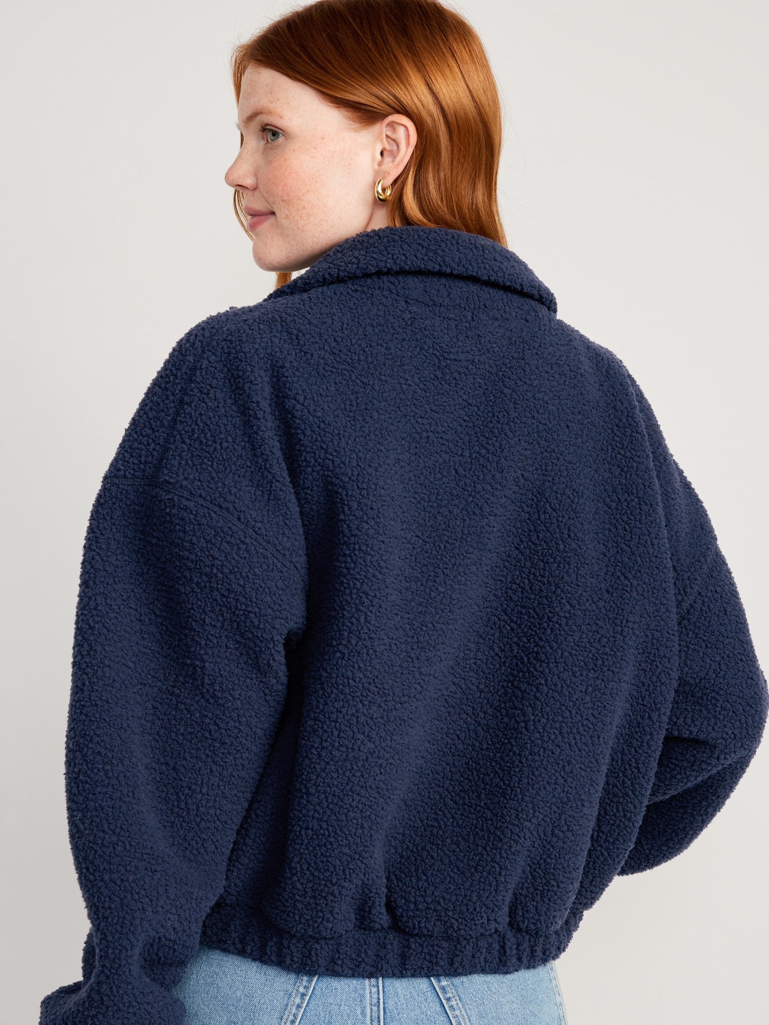 Oversized Full-Zip Sherpa Pullover