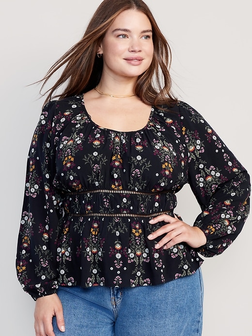 Image number 7 showing, Long-Sleeve Lace-Trim Top