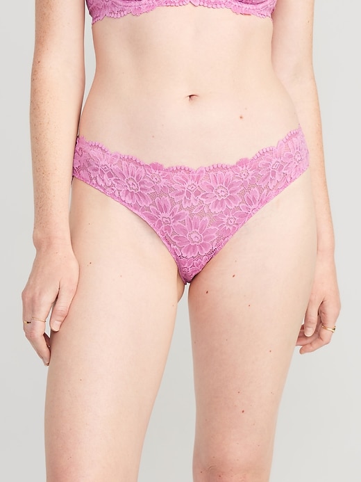View large product image 1 of 8. Mid-Rise Lace Bikini Underwear