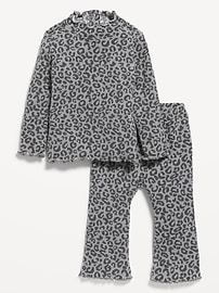 Printed Cozy-Knit Mock-Neck Top and Flare Pants Set for Baby