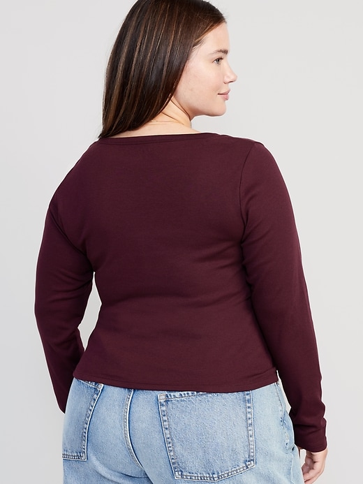 Fitted Rib-Knit Henley T-Shirt | Old Navy