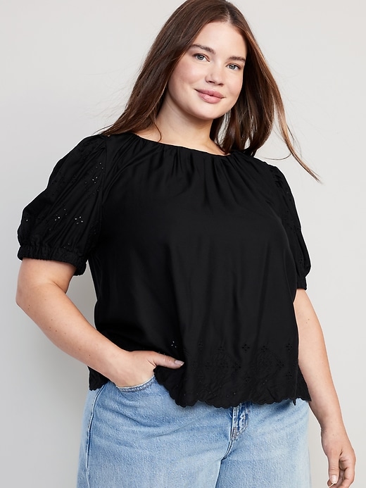 Image number 7 showing, Puff-Sleeve Shirred Top