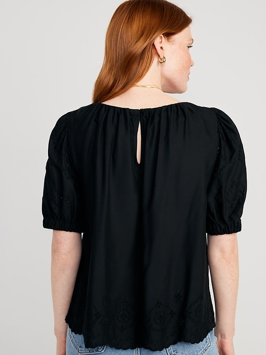 Image number 2 showing, Puff-Sleeve Shirred Top
